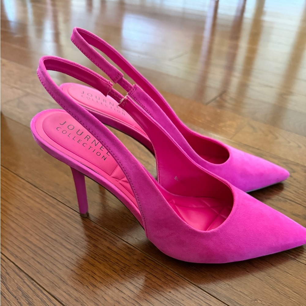 Journee Collection Elenney Fuchsia Strappy Slingback Heels size 8 - Picture 3 of 7